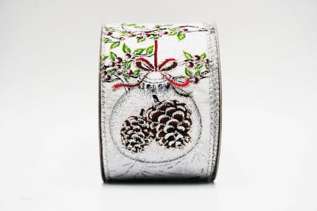Ruban de cônes de pin de Noël_KF6960G-1_blanc